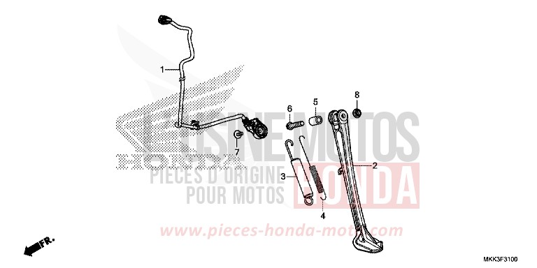 BEQUILLE LATERALE de Africa Twin GRAND PRIX RED (R380B) 2018